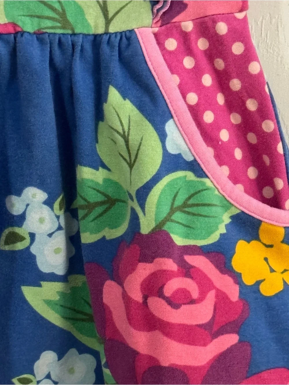 Matilda Jane Baby Girl Bright Blue Floral Ruffle Dress with Pink Accents